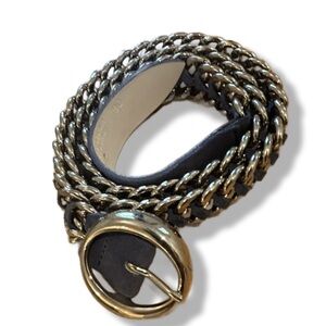 stuart weitzman Blue Suede Belt With Silver Chain